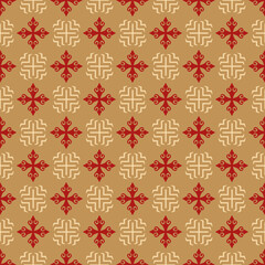 Wall Mural - Background Chienese pattern. Geometric wallpaper texture. Gold and red colors. Asian sample template. Perfect for fabrics, covers, patterns, posters, interior designs or wallpapers. Vector background 