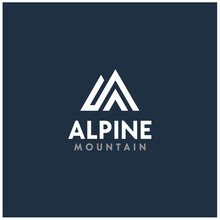 Strong Simple Mountain Everest Alps Alpine Line Art for Outdoor Adventure logo design