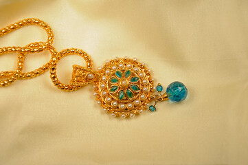 Pearl pendant with gold chain, Indian Traditional jewelry