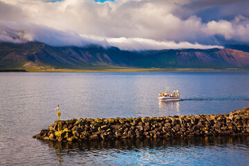 Canvas Print - White fishing boat