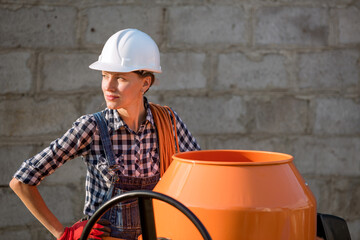 Beautiful worker on a construction site