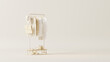 © Tiviland - Clothes on a hanger, storage shelf in a cream background. 3d rendering, concept or shopping store and bedroom
