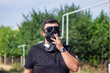 © Gegham - the young dj with black protective mask smoking cigarette