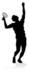 A tennis player man silhouette sports person design element