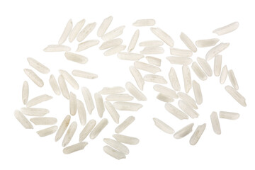 Poster - rice grains isolated on white background. Top view. Flat lay