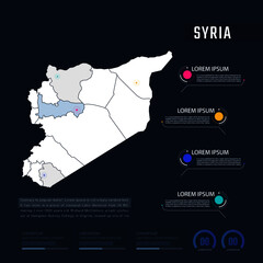 Wall Mural - Syria country map infographics vector with pointer marks and circle chart.  Editable Infographics template. Vector illustration