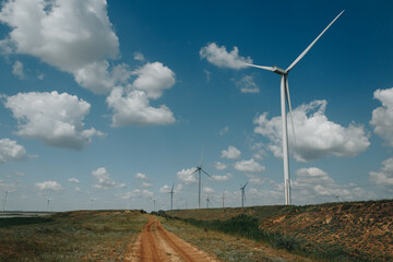 Wall Mural - Windmill farm in the field on south of Ukraine.