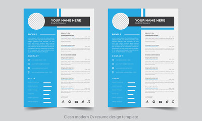 Wall Mural - Clean Modern Cv Resume Design Template 