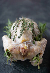 Sticker - raw unccoked chicken with aromatic herbs