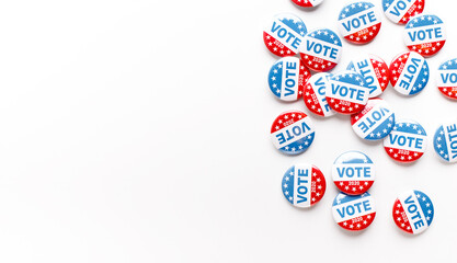 US elections button badges with patriotic text