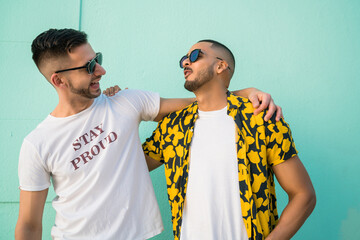 Wall Mural - Gay couple spending time together.