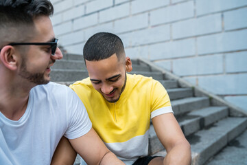 Wall Mural - Gay couple spending time together.