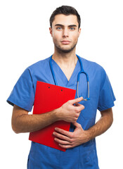 Poster - Male nurse isolated on white