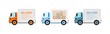 © The img - Delivery trucks flat color vector objects set