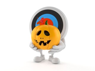 Poster - Bull's eye character holding jack o lantern