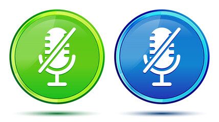 Wall Mural - Mute microphone icon creative natural round button set illustration