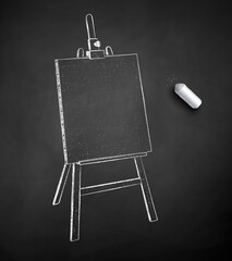 Wall Mural - Chalk drawn illustration of easel