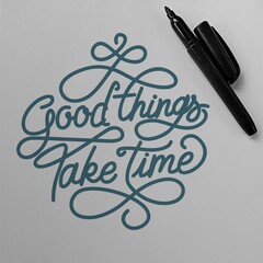 Wall Mural - Good Things Take Time. Unique and Trendy Motivational or Inspirational Quote.