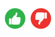 Thumbs up and thumb down icon set. Thumb up and thumb down line icons. Flat style - stock vector.