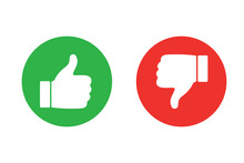 Thumbs Up And Thumb Down Icon Set. Thumb Up And Thumb Down Line Icons. Flat Style - Stock Vector.