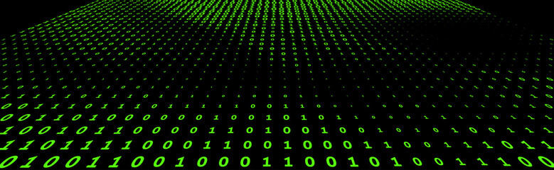 Fototapete - Binary code background with green digits on a black. Vector graphics