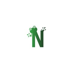 Wall Mural - Letter N logo design frog footprints concept