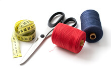 Tailor Scissors, Inch, Centimeter Tape, Sewing Thread.
