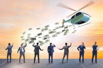 Wall Mural - Businessman in helicopter money concept