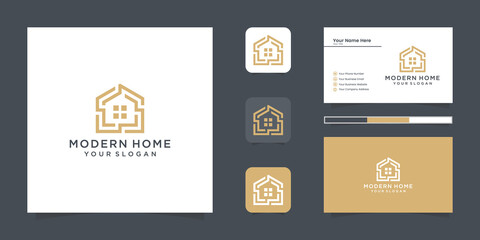 Wall Mural - logo modern home for construction, home, real estate, building, property. minimal awesome trendy professional logo design template and business card design