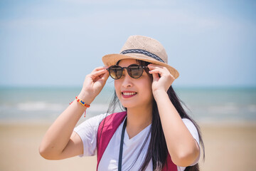 Wall Mural - Thailand beach reflect in the sunglasses