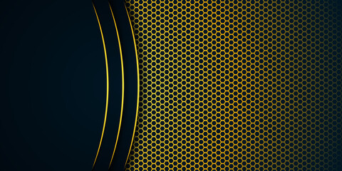 Wall Mural - abstract background with black overlapping layers and gold line