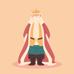 Sticker - king, fat man with crown and royal robes, monarch