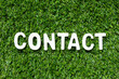 © bankrx - Wood alphabet letter in word contact on artificial green grass background
