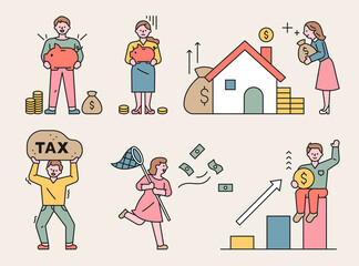 Wall Mural - people who want to increase their wealth. flat design style minimal vector illustration.