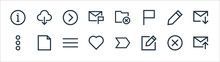 Email Line Icons. Linear Set. Quality Vector Line Set Such As Upload, Write, Love, More, Pencil, Right, Cross, Download.