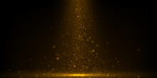 Gold Bokeh Lights, Glowing Glitter Dust Abstract Luxury Background	