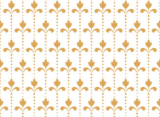 Flower geometric pattern. Seamless vector background. White and gold ornament. Ornament for fabric, wallpaper, packaging. Decorative print.