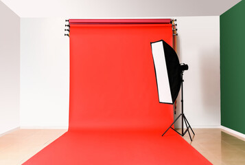 Interior of photo studio with modern equipment