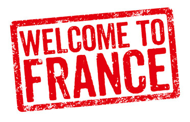 Wall Mural - Red stamp on a white background - Welcome to France