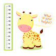 Height chart with cute baby giraffe