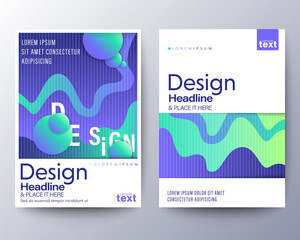 Wall Mural - flyer or poster design with abstract fluid blue neon background