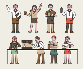 Wall Mural - Barista character collection.