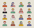 © MINIWIDE - Various hairstyle face icons.