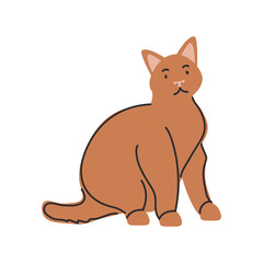 Sticker - cute domestic cat on white background