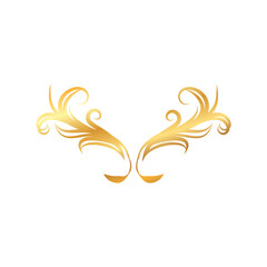 Wall Mural - golden floral ornament on white background