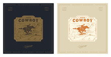 Cowboy Rodeo Illustration. Retro Vintage Rider Illustration For Label And Poster