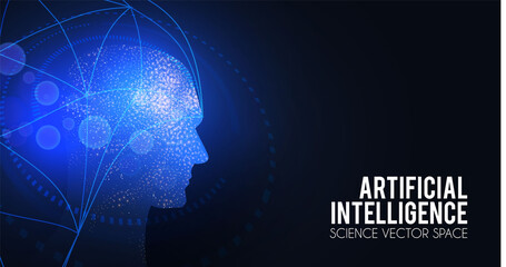 Artificial Intelligence. Big data web banner design. Alien mind. Futurisric technology scifi background.