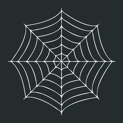 creepy spider web on black background. vector halloween illustration.
