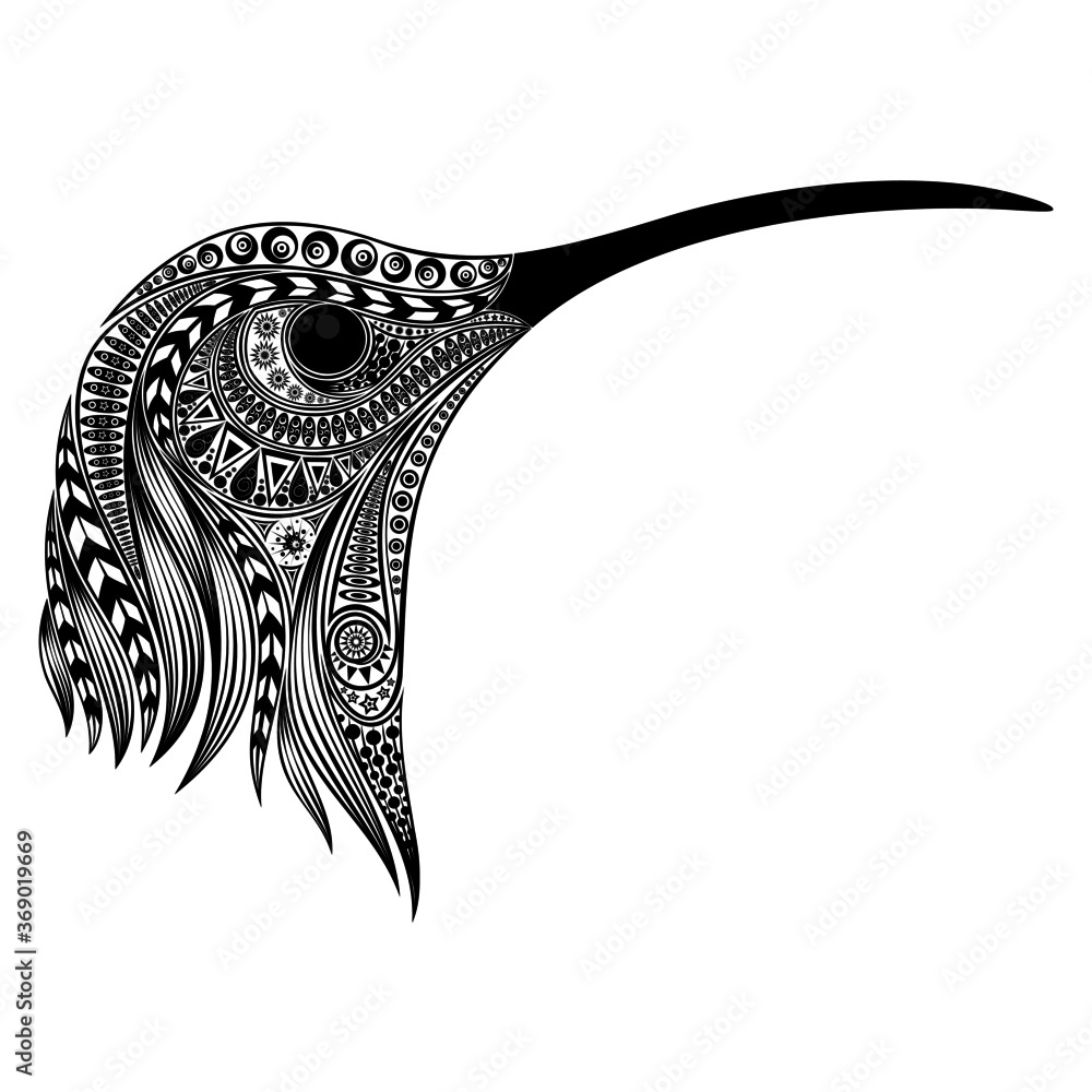 Vector hummingbird head from original printable patterns Stock Vector ...