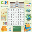 © katerynalim - Easy word search crossword puzzle 'Back to school', for children in elementary and middle school. Fun way to practice language comprehension and expand vocabulary. Includes answers.
